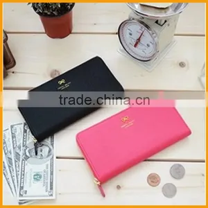 Fahsion Custom Handmade Luxury Bowknot Women Zipped Leather Wallet Quality Choice thumbnail-1