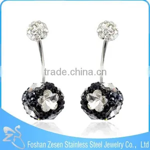BR01746 Body Piercing Sapphire Crystal Heart Shaped 16 Gauge Navel Rings thumbnail-4