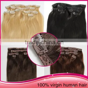 Cheap Brazilian Raw Human Hair Extension Silky Straight Clip In Hair Extension thumbnail-1