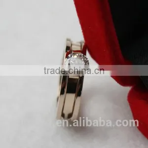 Classic Single Rhinestone Big Stone Titanium Steel Bulgarian Combo Carat Designs Rose Gold Ring Jewelry Accessories thumbnail-2