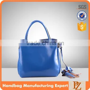 4083 Trendy Design Blue Plain Texture PU Three Compartment Combined Fashionable Ladies Latest Handbag thumbnail-1