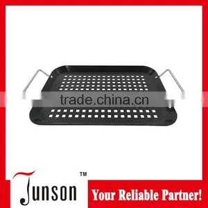 BBQ Square Roasting Pan With Holes/Stainless Steel Handles Grill Pan thumbnail-1