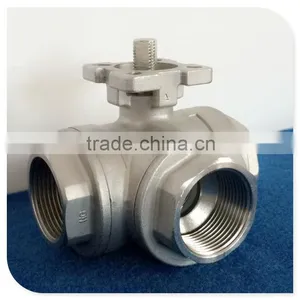 High Mounting Pad Three Way ISO 5211 Ball Valve With CF8M / CF8 1000wog thumbnail-1