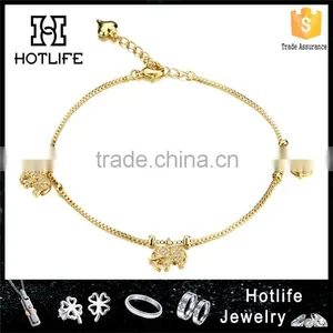 2016 Latest Style Stainless Steel Elephant Hair Gold Anklet thumbnail-1
