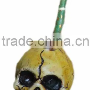 Figurine Shaped Hand Crafted Smoking Pipes - Skull & Snake thumbnail-1