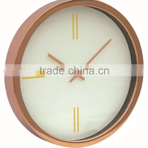 Metal Round Shaped Wall Clock, Rose Gold Decorative Wall Mounted Clock thumbnail-1