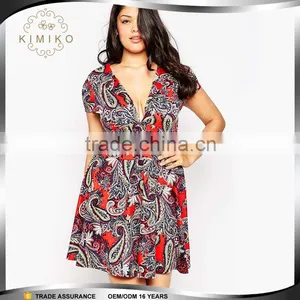 Appparel Deep V Neck Bohemia Plus Size Dresses Made in China thumbnail-1
