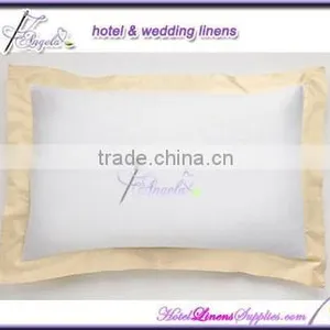 250TC White Plain Sateen Oxford Style Pillow Sham, Sateen Pillow Sham With Flanges/borders for Hotels thumbnail-1