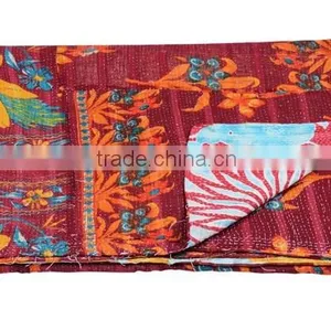 Buy Vintage Sari Kantha Quilt Patchwork Quilt Bed Cover Throw Kantha Embroidery Quilt thumbnail-1