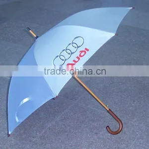 27"*8k Wooden Crook Handle Automatic Protectional Stick Umbrella thumbnail-1