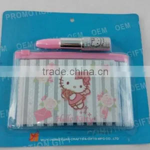 Promotion Gift Set Custom Printing PVC Card Purse With Mini Ballpoint Pen for Children thumbnail-1