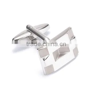 Laser Carved Rhodium Cufflinks thumbnail-1
