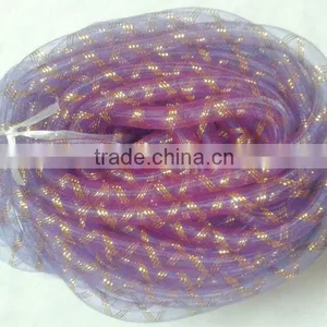 HOT SALE! 16mm Purple Nylon Mesh Tube Woven Ribbon for Valentines Present Wrapping Decorations thumbnail-1