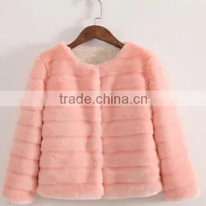 Girls Wholesale Pink Fur Jacket, Fur Lined Jacket thumbnail-1