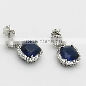 925 Silver Rhodium Plated Green Glass Sets thumbnail-5