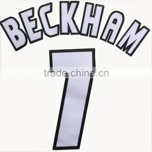 Factory Direct Flock Soccer Jeresey Heat Transfer Printing Washable Fabric Stickers thumbnail-1