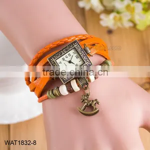 Vintage Blue Leather Ladies Bracelet Wrist Watch thumbnail-3