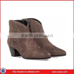Leather Lady Ankle Booties ,Strap Style Low Heel Lady Ankle Boots thumbnail-1