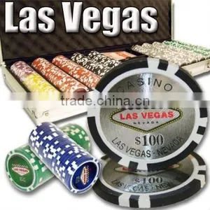 500pc Las Vegas Professional Texas Customized Poker Chip Set thumbnail-1
