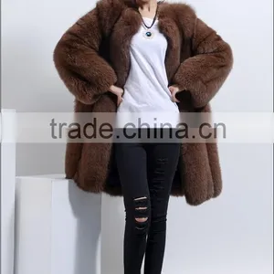Winter Warm Thick Fox Fur Coats For Women Fashion Big Fox Fur Coats Saga KZ160098 thumbnail-4