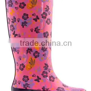 Ladies Fashion Rubber Latex Rain Boot thumbnail-1