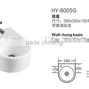 Wall Hung Ceramic Small Size Wash Basin thumbnail-2