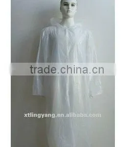 Disposable White Long Sleeve Good Quality PE Visit Coat /raincoat thumbnail-1