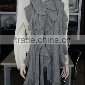 Ruffled Pure Cashmere Knitted Scarf thumbnail-1