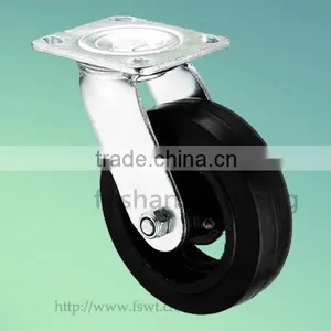 100mm Iron Core Rubber Wheel Industrial Caster With Stop thumbnail-2