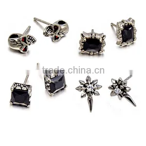 316 L Stainless Steel Punk Biker Jewelry Skull Earring thumbnail-6