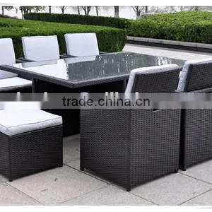 Wholesale Rectangular Classic Rattan Dinner Table Set Outdoor Furniture thumbnail-1