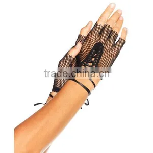 Halloween Accessory Short Neon Fishnet Gloves thumbnail-1