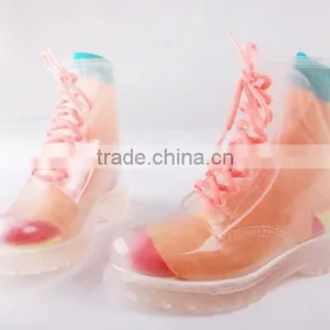 Candy Colors Women PVC Rain Boots Cheap Ankle PVC Rain Shoes thumbnail-4