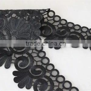 Fashion Neckline Design Embroidery Guipure Lace Collar Black Applique thumbnail-4