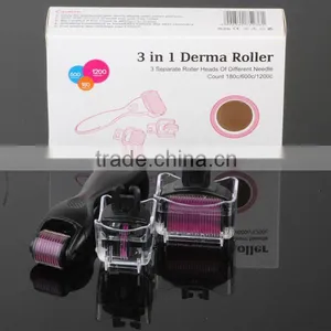 3-In-1 Kit Derma Roller Titanium Micro Needle Roller - 180/600/1200 Needles Skin DermaRoller for Body and Face thumbnail-6