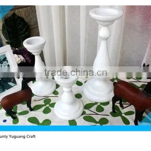 Home Decoration White and Black 3 Set of Wooden Candle Holder thumbnail-2