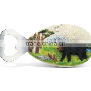 Black Bear Resin Stone Finish Magnet With Bottle Opener thumbnail-2