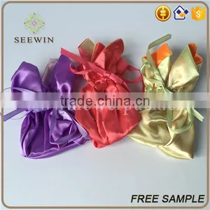 Drawstring Logo Printed Satin Favor Bags thumbnail-1