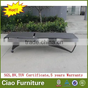 Outdoor Rattan Chaise Lounge Furntiure Beach Sun Lounger With Wheels thumbnail-3