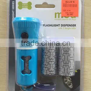Multifunctional Plastic Flashlight With Dog Waste Bag Dispenser and Poop Bag thumbnail-1
