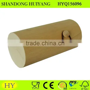 Cheap Birch Veneer Wooden Round Tube Wine Gift Box thumbnail-1