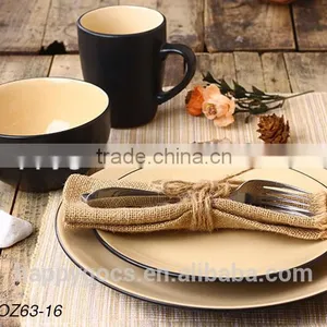 Stoneware Cheap Ceramic Colorful Round Dinnerware Set thumbnail-2