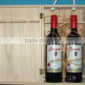 Two Bottles Red Wine Wood Box thumbnail-3