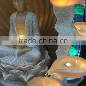 LED Lighting Resin Religion Buddha Water Fountain Decorations thumbnail-2