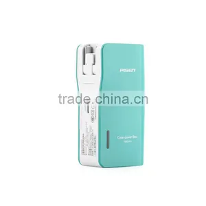Compact Portable Charger External Battery Power Bank With Foldable AC Plug, 7500mAh, Teal thumbnail-1