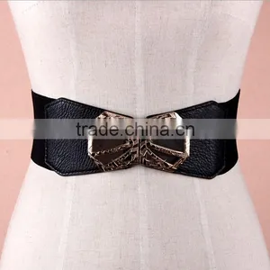 Fashion Flower Pattern Alloy Buckle Elastic Sex Women Lady Waist Belt thumbnail-1