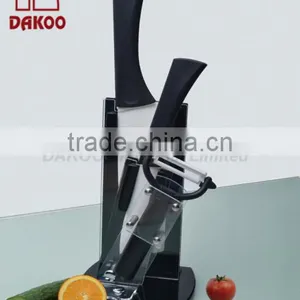 4 Pieces Color Handle Zirconia Chef/Paring Knife With Block thumbnail-1