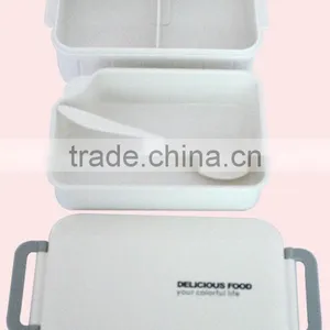 1.4LFood Grade Rectangle Two Layer Plastic Lunch Box With Spoon thumbnail-4