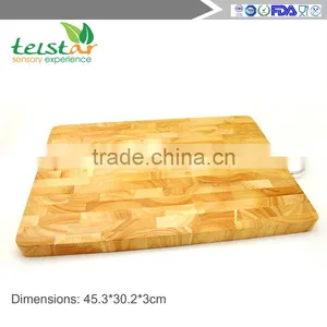 Stainless Steel Handle Rectangular Rubber Wood Chopping Block thumbnail-3