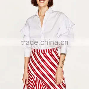 Office Skrirts Designs Wholesale Custom Made in China Striped Adults Tutu Skirts With Frill Mature Women in Skirts thumbnail-2
